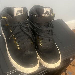 Nike Kids Black and Gold High-Top Sneakers